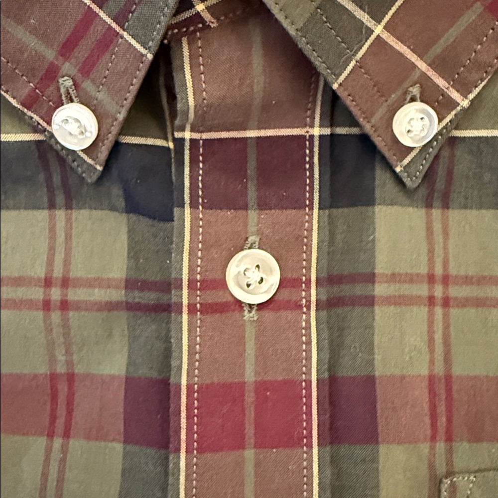 Vintage Lands’ End Plaid Button Down Shirt Boys 16 Mens Small Fit Preppy Cotton - Picture 7 of 14